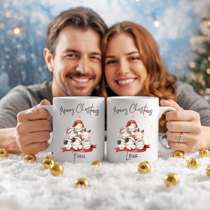 Personalisierte Weihnachtstasse Katzen | Tasse Weihnachten Geschenk mit Name | personalisierte Tasse für Katzenliebhaber | Wintertasse Katze