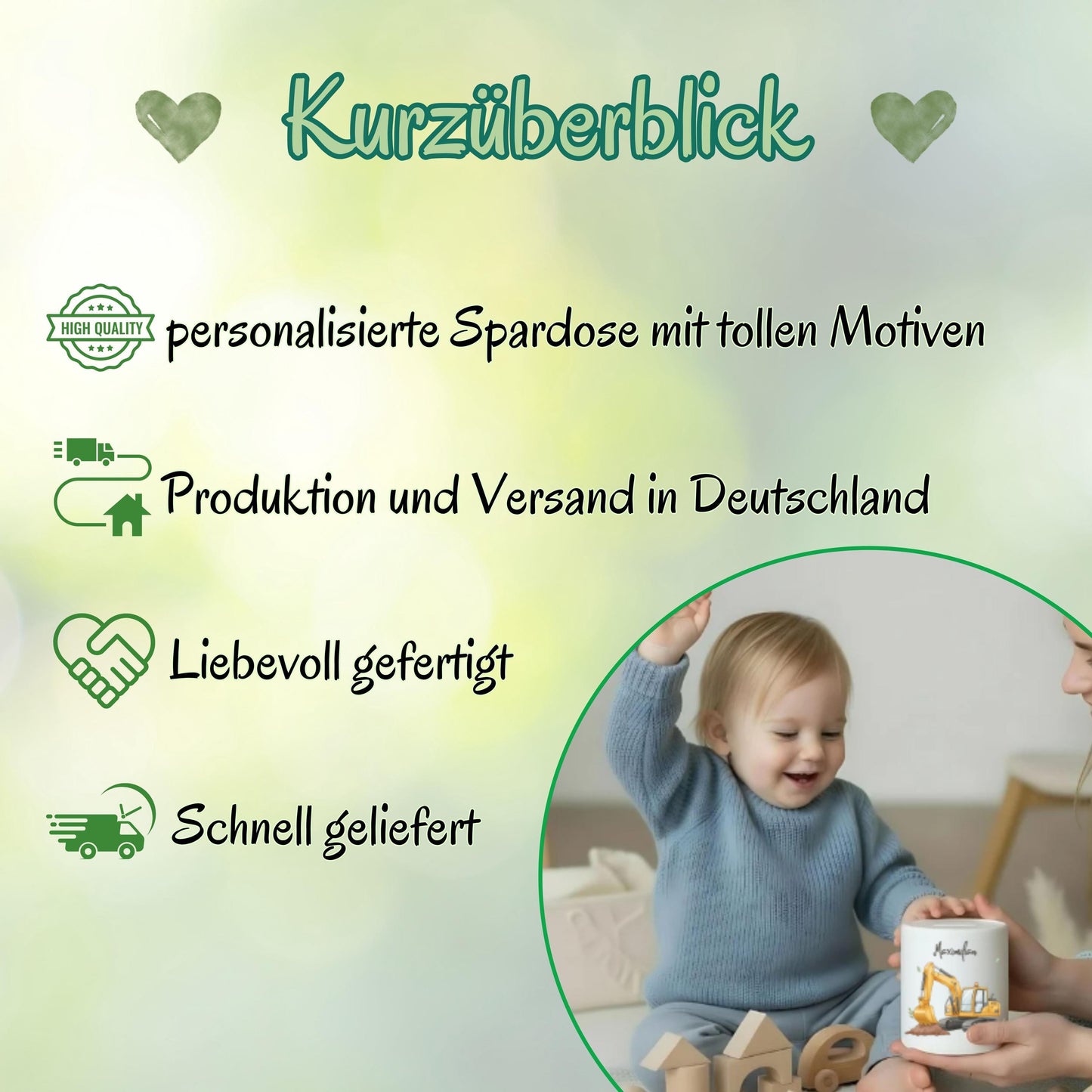 Spardose Fahrzeuge personalisiert mit Namen | Kinderspardose Junge | Geschenk Geburt