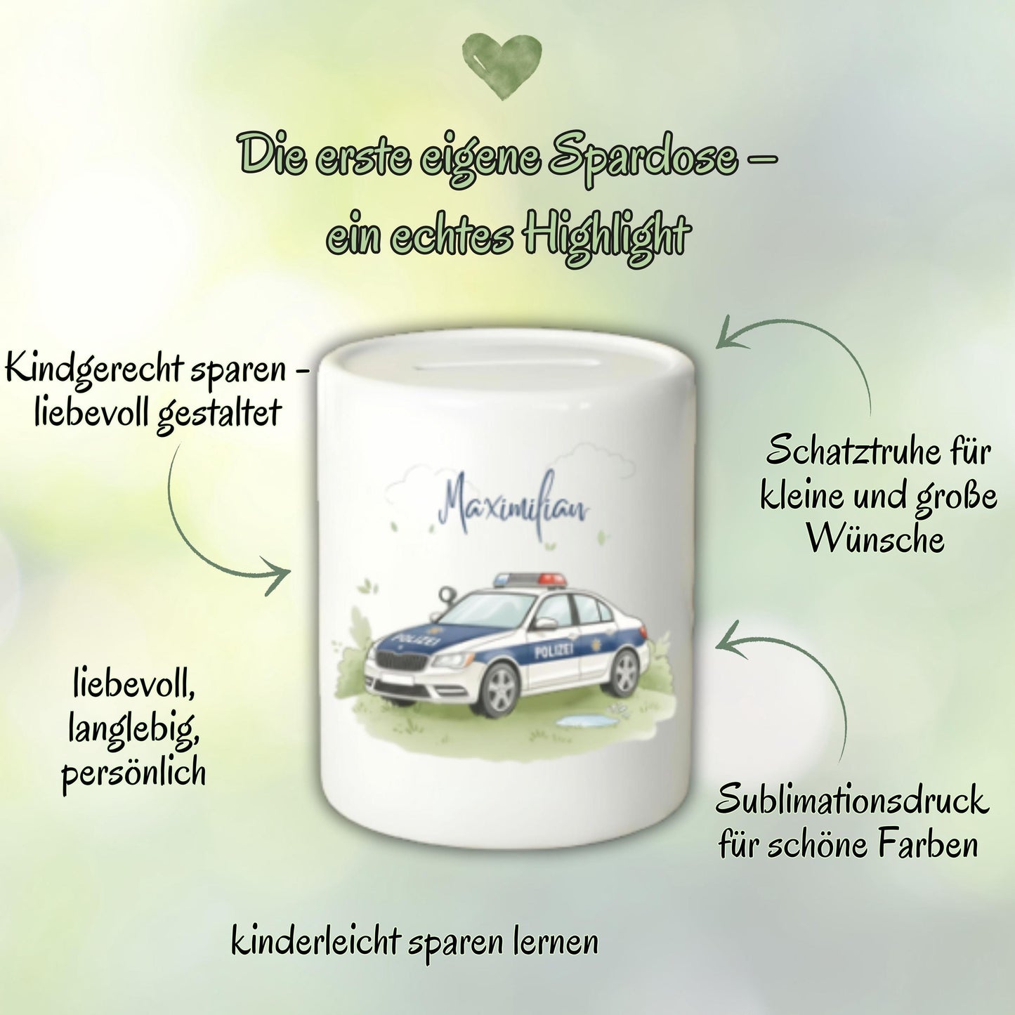 Spardose Fahrzeuge personalisiert mit Namen | Kinderspardose Junge | Geschenk Geburt