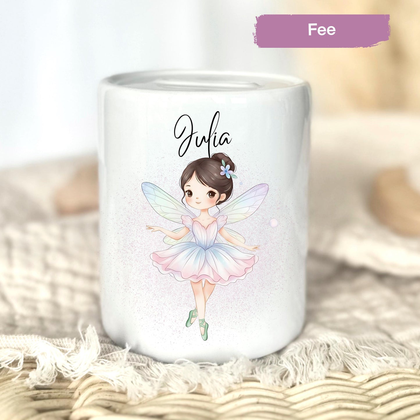 Spardose Mädchen personalisiert mit Namen | Kinderspardose Einhorn Prinzessin | Geschenk Geburt Taufe Geburtstag