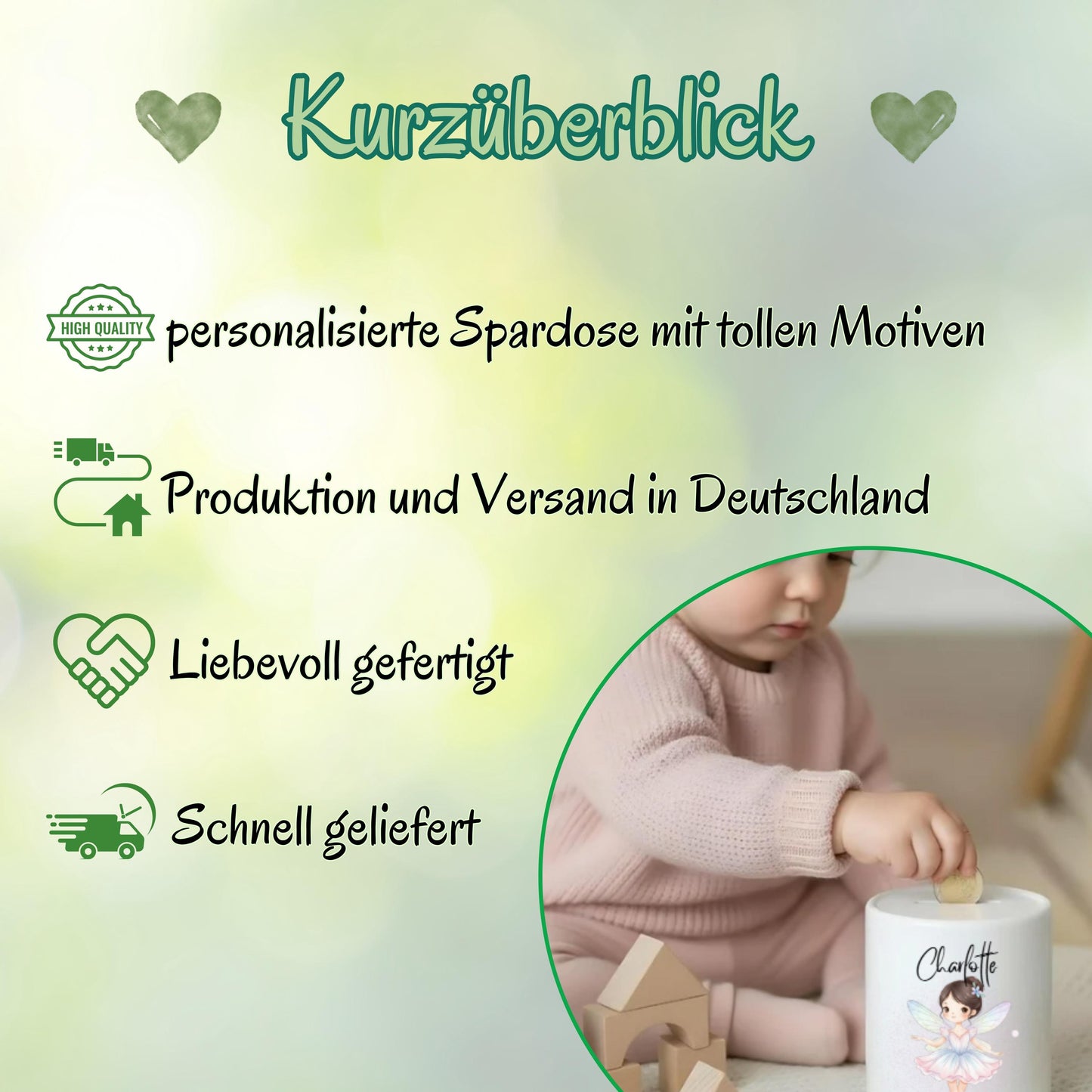 Spardose Mädchen personalisiert mit Namen | Kinderspardose Einhorn Prinzessin | Geschenk Geburt Taufe Geburtstag