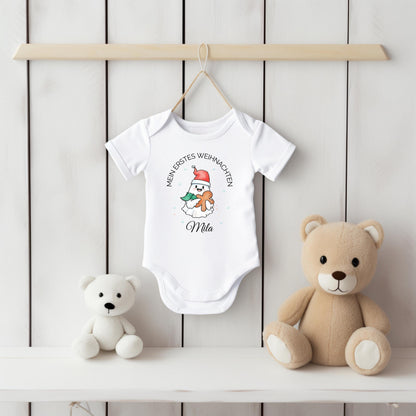 Mein erstes Weihnachten Babybody | Lebkuchenmann mit Name personalisiert | Weihnachtsoutfit Baby 2026 | Babybody Weihnachten Baby Outfit