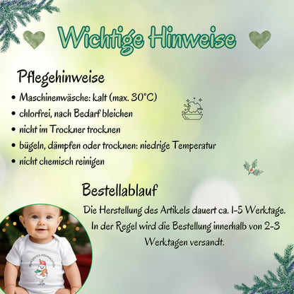 Mein erstes Weihnachten Babybody | Lebkuchenmann mit Name personalisiert | Weihnachtsoutfit Baby 2026 | Babybody Weihnachten Baby Outfit