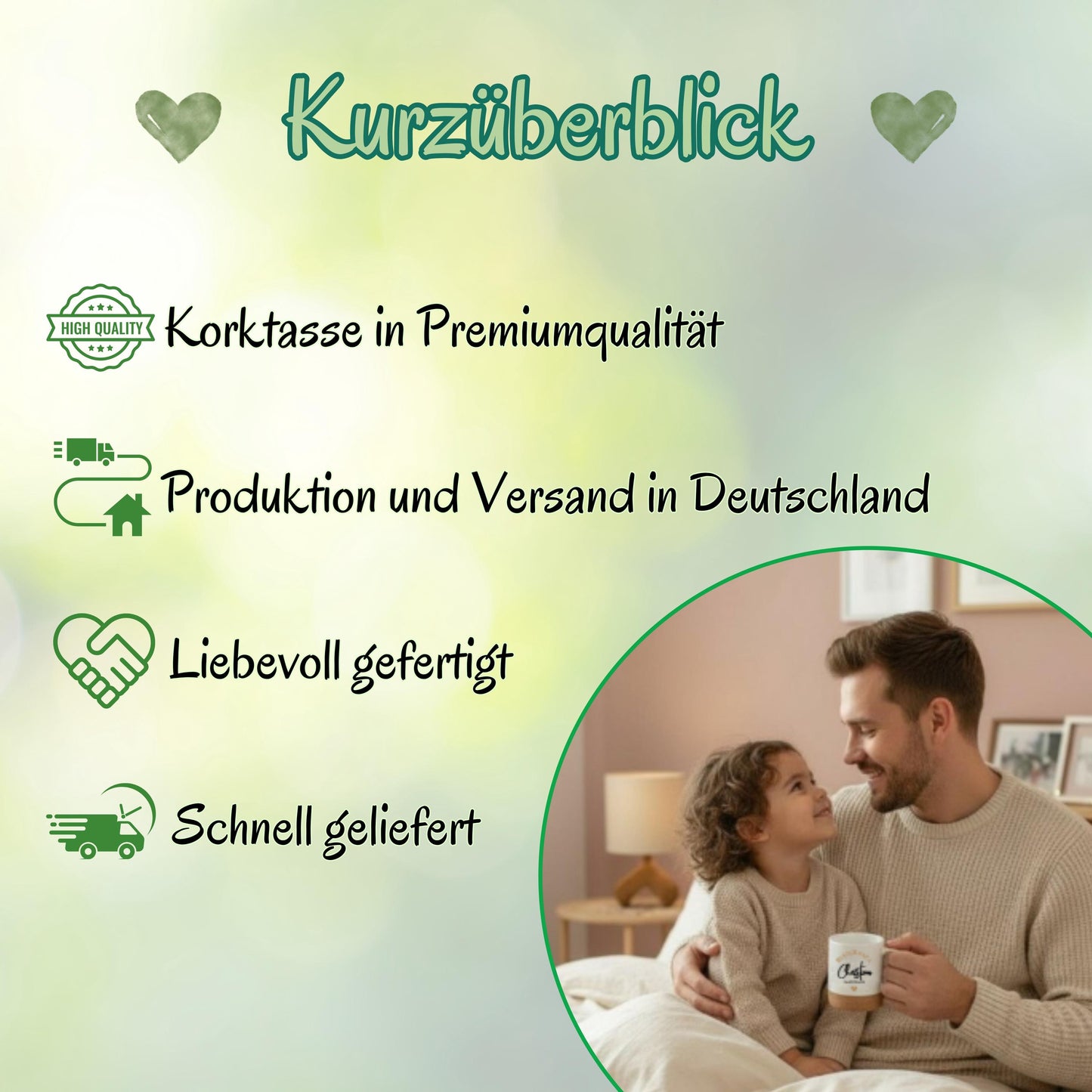 Papa Tasse personalisiert mit Namen | Korktasse Papa Geschenk Geburtstag