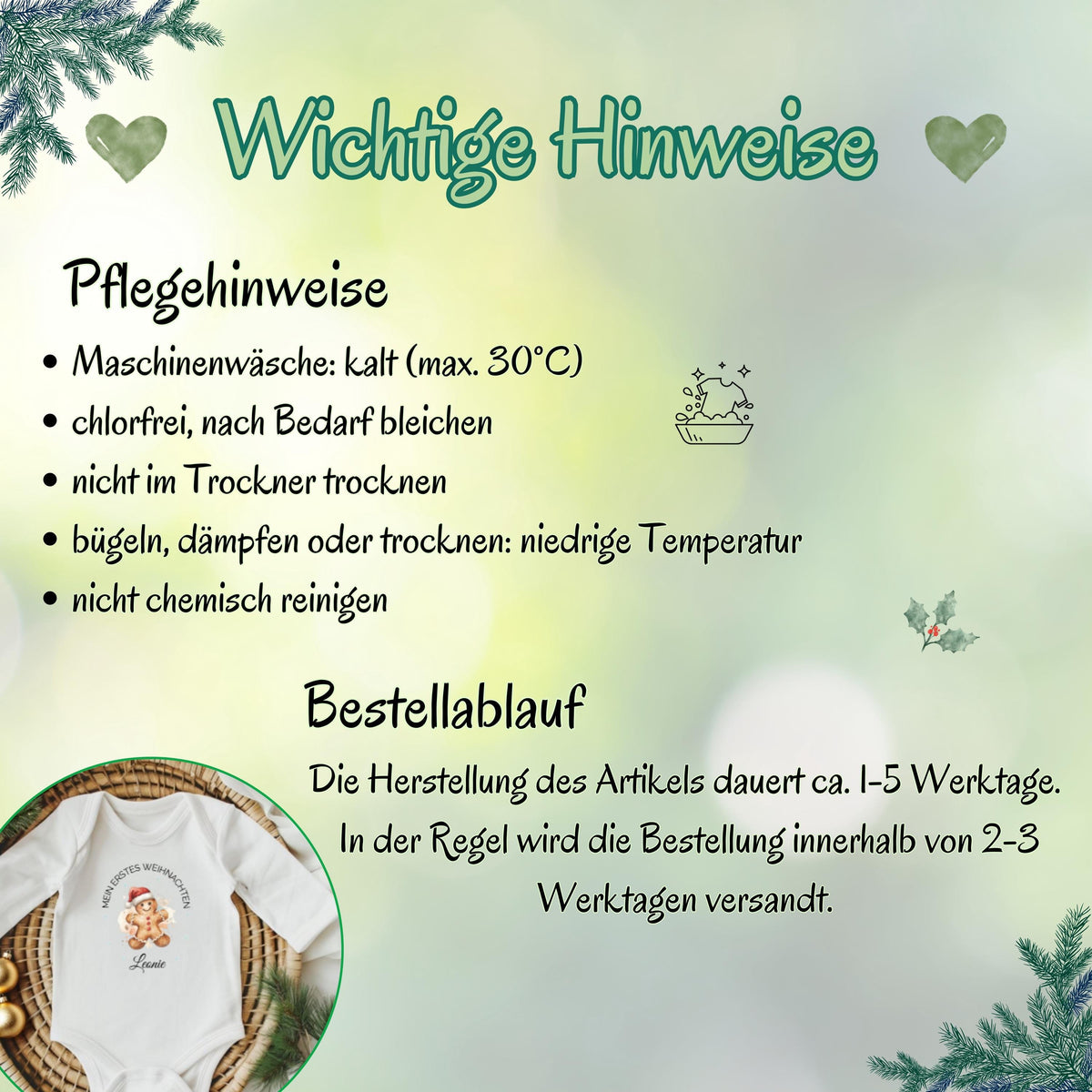 Mein erstes Weihnachten Babybody Weihnachten 2025 aus weißer Bio-Baumwolle mit Lebkuchenmann-Motiv und Text „Mein erstes Weihnachten“. Name des Babys wird personalisiert unter das Motiv gedruckt. Ideal als Weihnachtsoutfit Baby, Babybody personalisiert, Geschenk zur Geburt oder Taufe im Winter. Kurzarm oder Langarm wählbar. Weicher Stoff, hautfreundlich, maschinenwaschbar, nachhaltiger Direktdruck. Perfekt für Neugeborene, Familienfotos, Partnerlook, Baby-Erinnerung oder Babyparty-Geschenk.