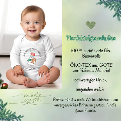 Mein erstes Weihnachten Babybody | Lebkuchenmann mit Name personalisiert | Weihnachtsoutfit Baby 2026 | Babybody Weihnachten Baby Outfit