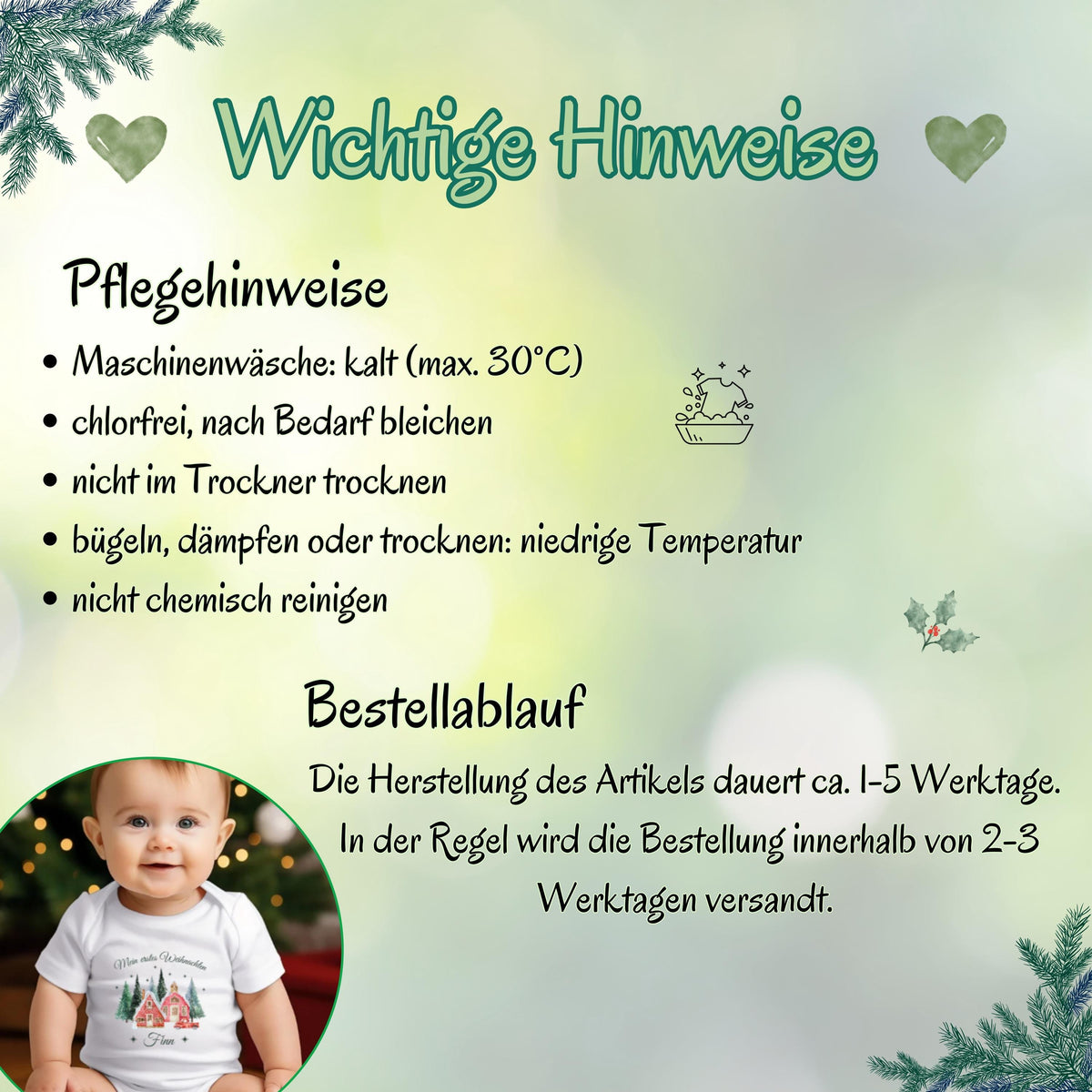 Babybody „Mein erstes Weihnachten“ mit nostalgischem Weihnachtsdorf-Motiv: zwei rote Häuser, verschneite Tannen und ein Vintage-Auto mit Weihnachtsbaum. Inklusive personalisiertem Namen (z. B. Luisa) unter dem Design. Aus 100 % Bio-Baumwolle, in Kurzarm oder Langarm erhältlich. Ideal als Geschenk zur Wintergeburt oder fürs erste Weihnachtsfest. Perfekt für Erinnerungsfotos, Familienfeiern oder Partnerlook mit Mama und Papa. Zauberhaftes Baby-Outfit für Weihnachten 2025.