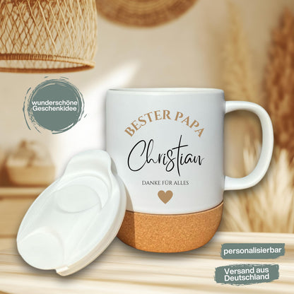 Papa Tasse personalisiert mit Namen | Korktasse Papa Geschenk Geburtstag