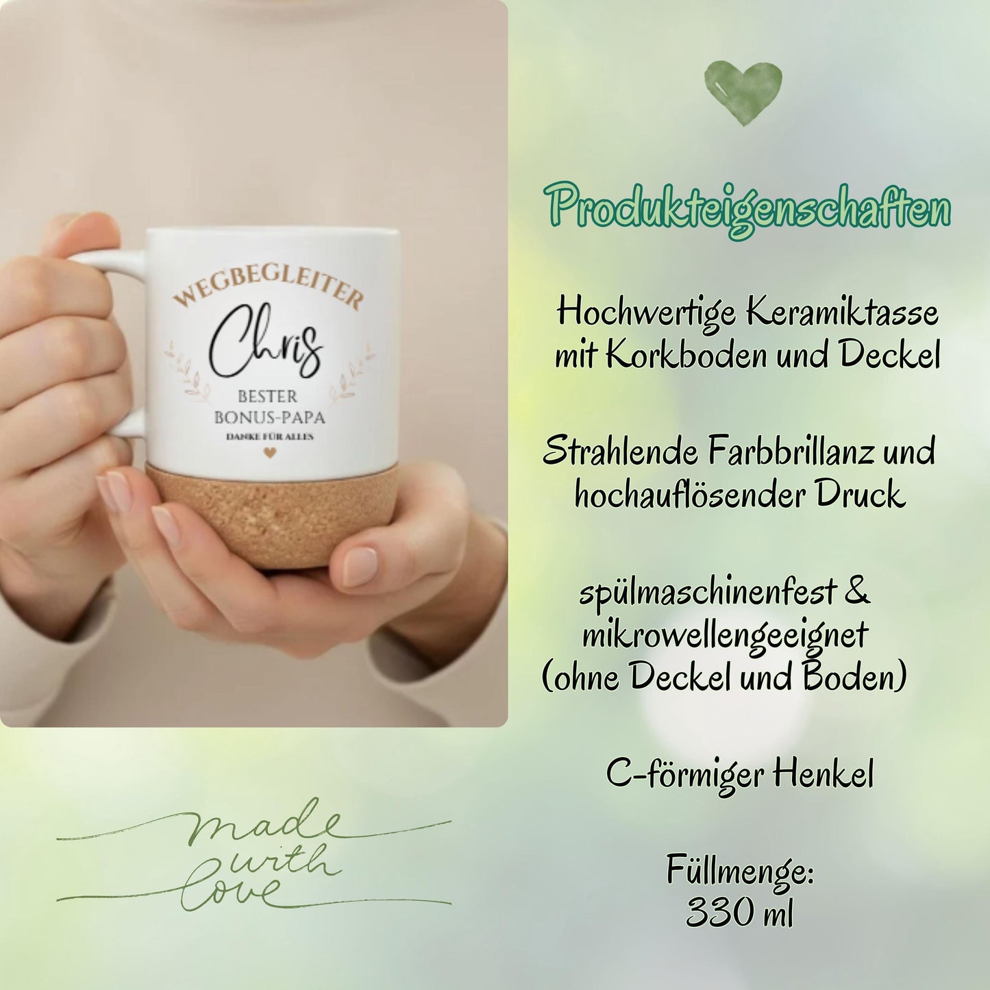 Tasse Bonus-Papa personalisiert mit Namen | Geschenk für Stiefvater oder Wahlpapa