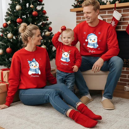 Familien Weihnachtspullover Schneemann | Familienoutfit Weihnachten Matching Family Christmas Sweater | Partnerlook Weihnachten Eltern Kind

Weihnachtspullover Familie Schneemann – Partnerlook Weihnachten für Eltern, Kinder & Babys | personalisiertes Familienoutfit mit Schneemann-Design