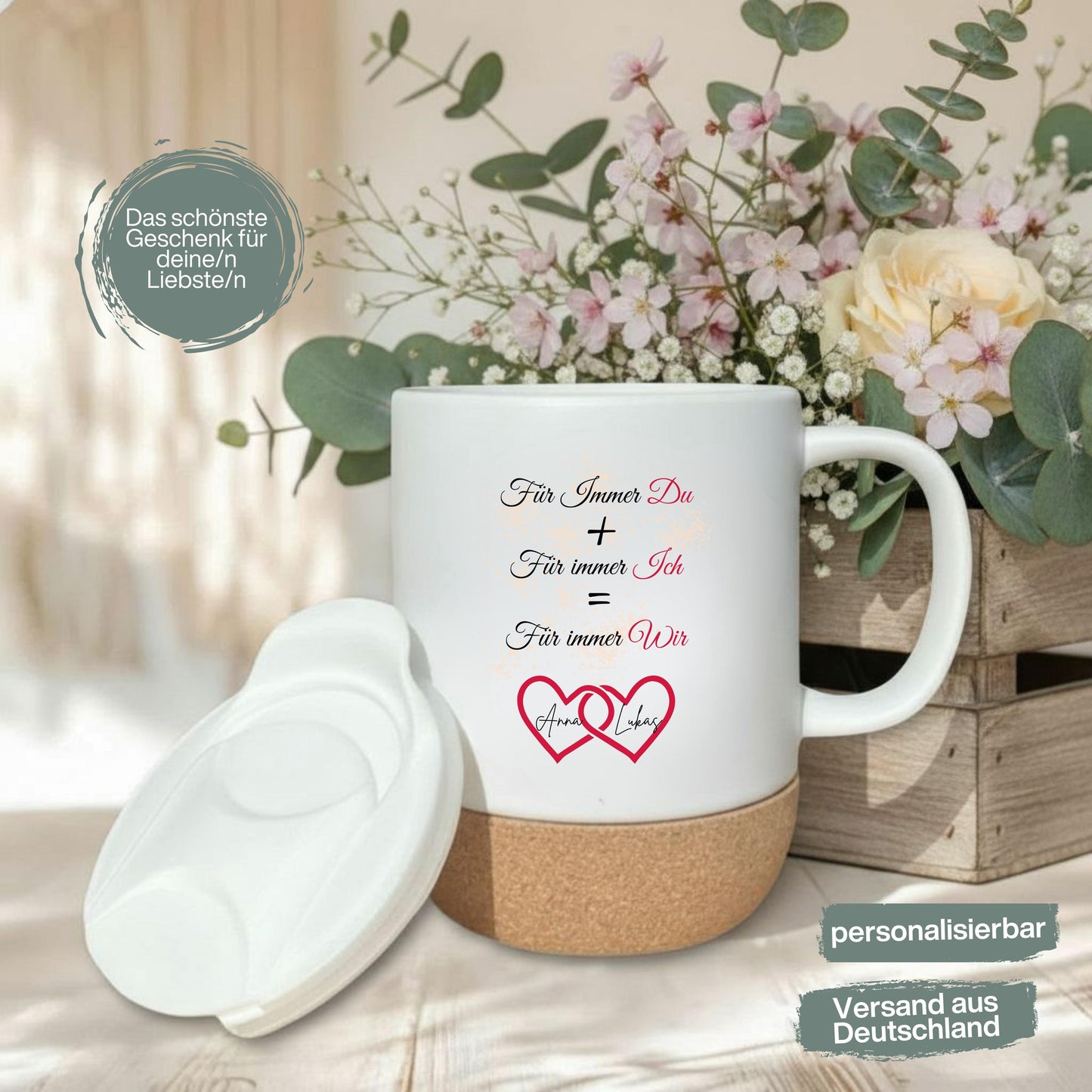 Paar Tasse personalisiert | Geschenk für Partner & Freundin | Korktasse Paare