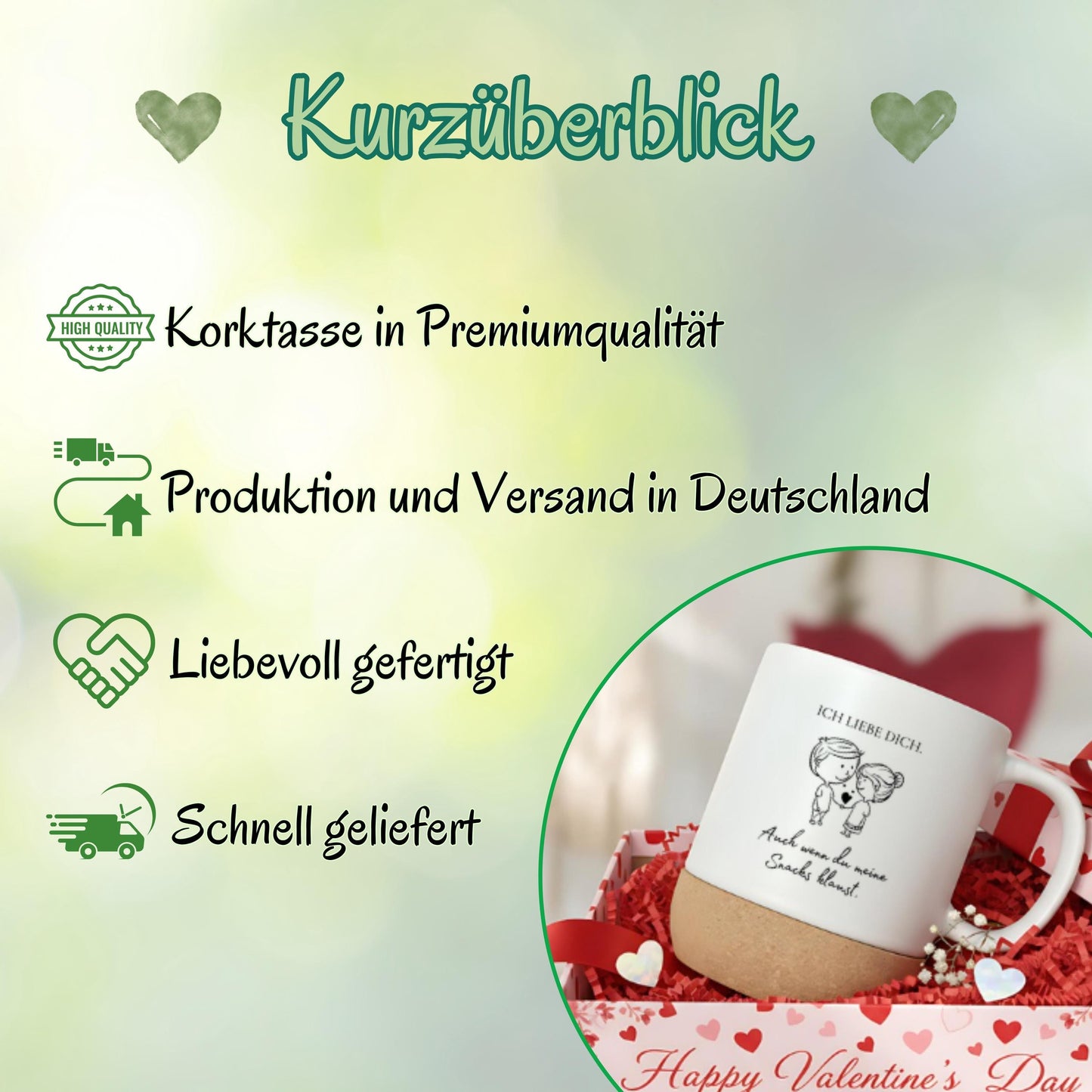 Paar Tasse Valentinstag & Jahrestag – Korktasse Geschenk für Paare