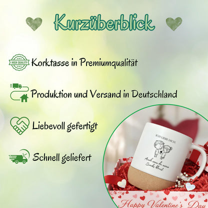 Paar Tasse Valentinstag & Jahrestag – Korktasse Geschenk für Paare