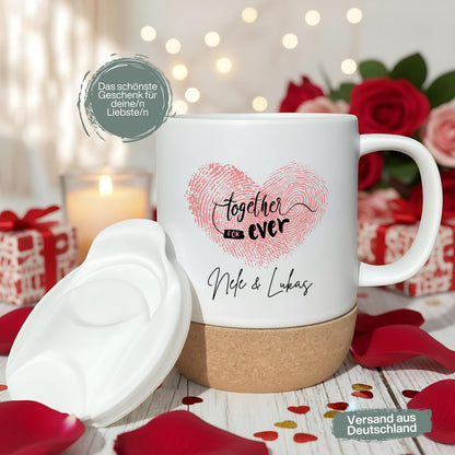 Paar Tasse personalisiert – Korktasse für Paare als Geschenk mit Namen