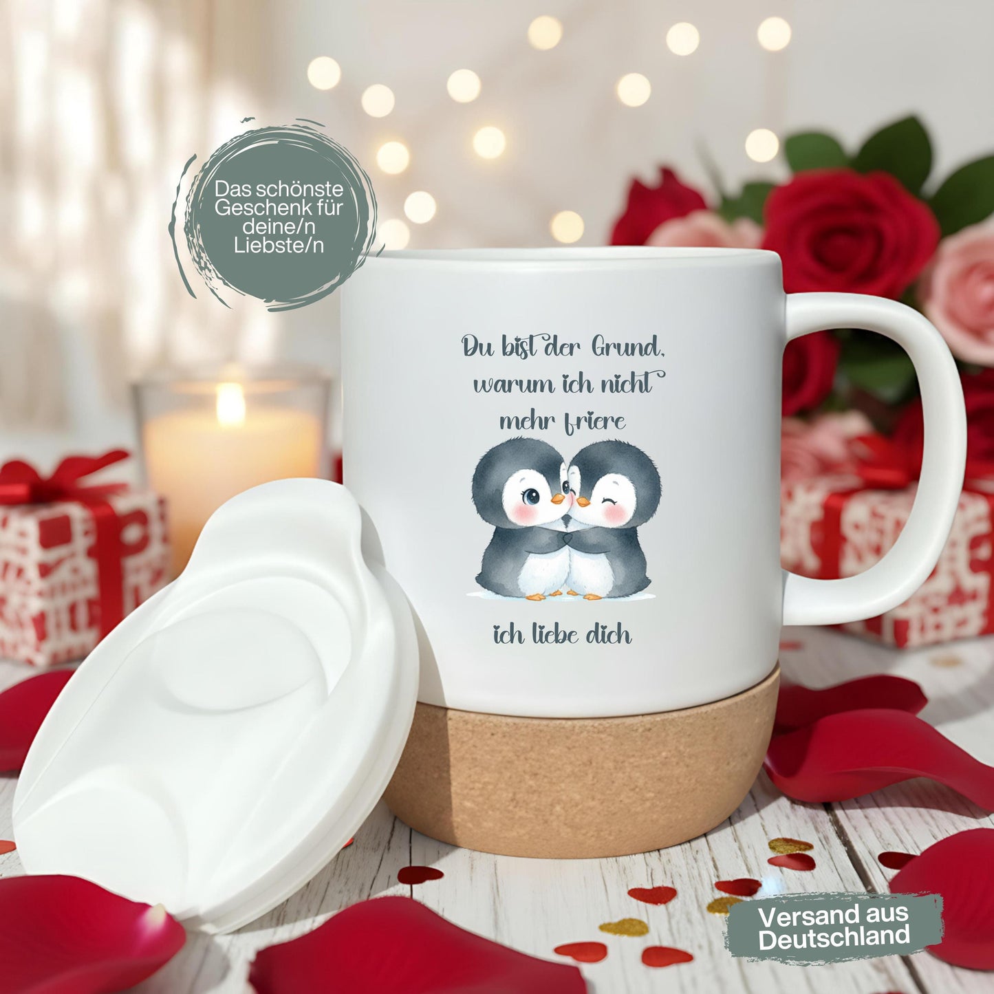 Tasse für Paare mit Pinguinen | Paar Tasse Liebe Valentinstag Geschenk
