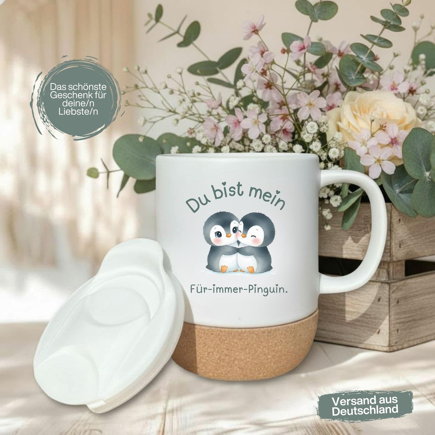 Tasse für Paare Pinguine | Paar Tasse Liebe Valentinstag Geschenk | Geschenk für Partner & Freundin