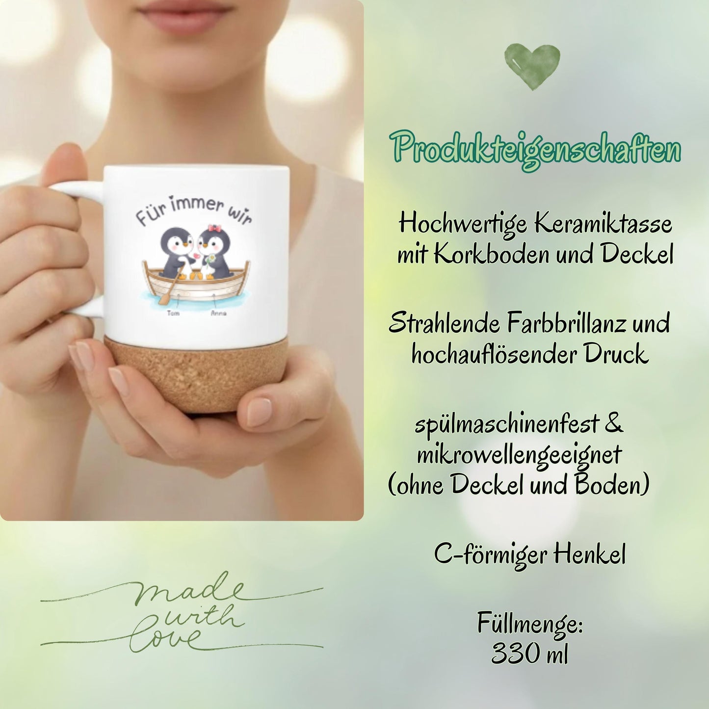 Tasse für Paare Pinguine | personalisierte Paar Tasse Valentinstag Geschenk | Geschenk für Partner