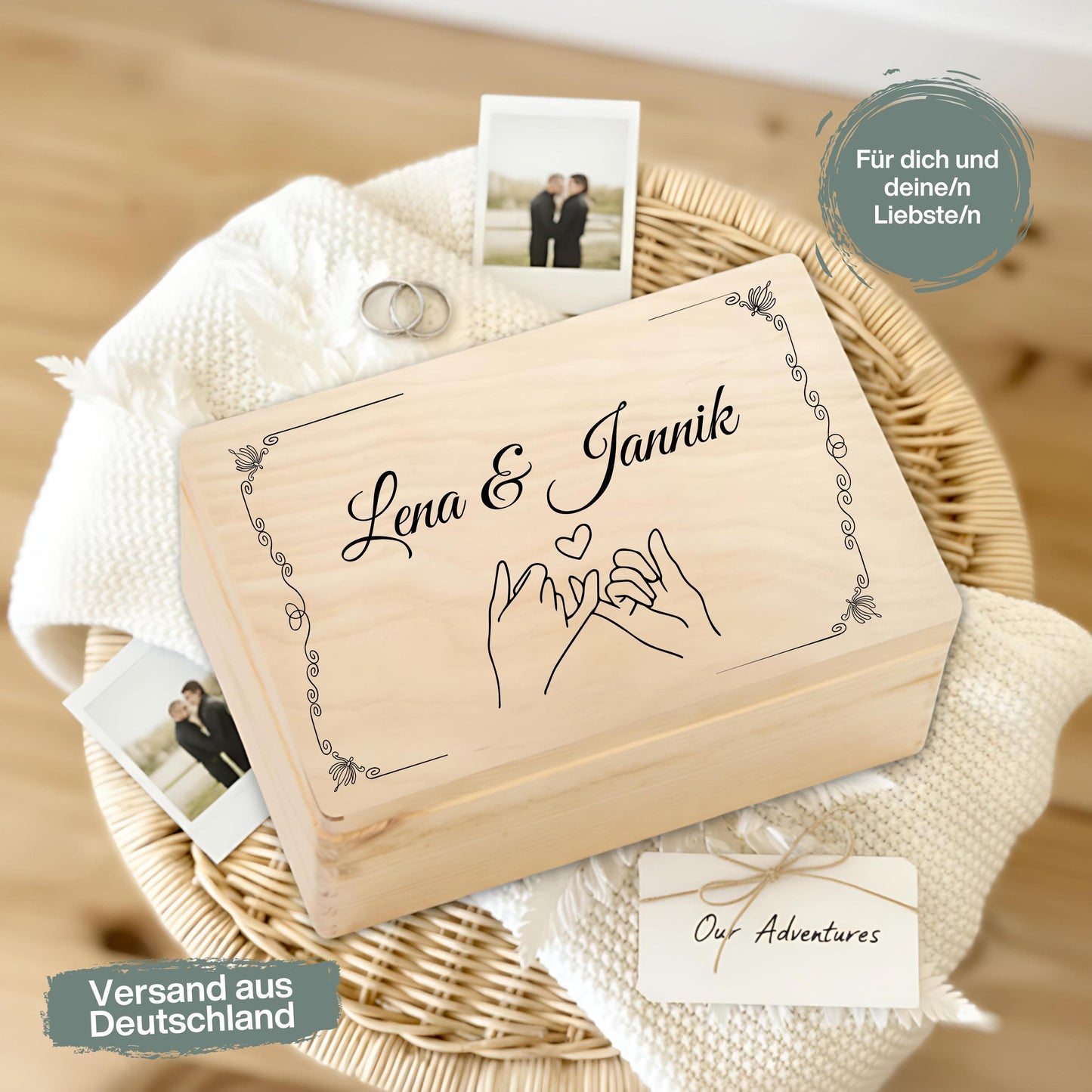 Erinnerungskiste für Paare personalisiert | Geschenk für Freundin & Partner | Holzkiste Paar Geschenk