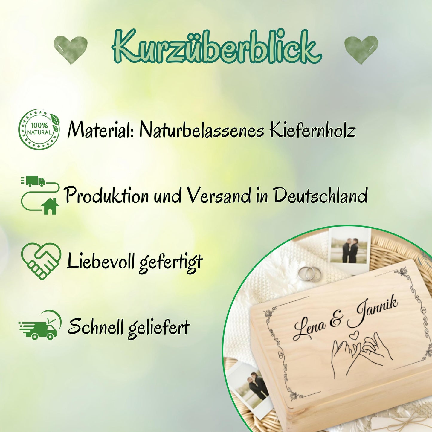 Erinnerungskiste für Paare personalisiert | Geschenk für Freundin & Partner | Holzkiste Paar Geschenk
