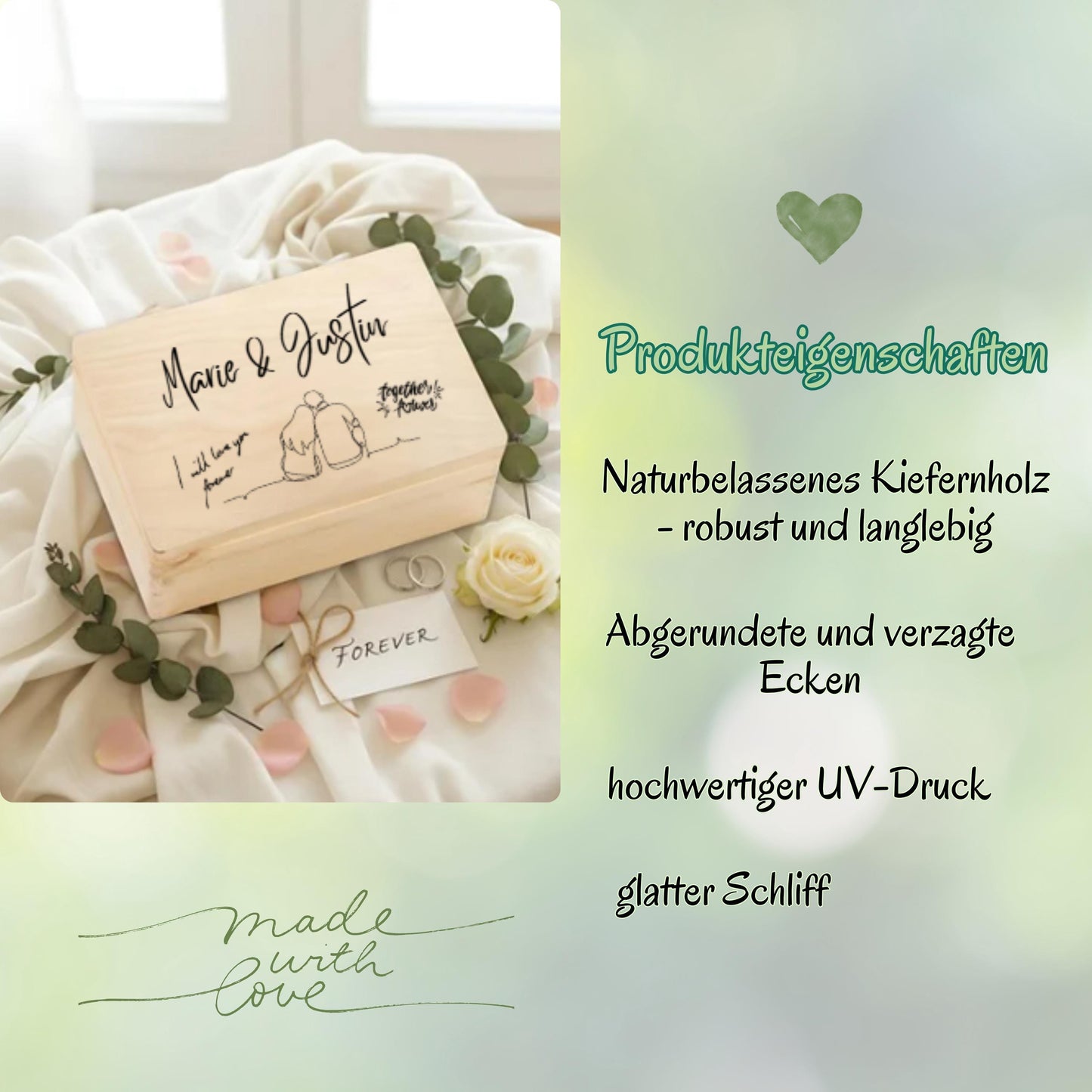 Holzkiste Erinnerungskiste personalisiert Paar Geschenk | Hochzeit Brautpaar Box aus Holz