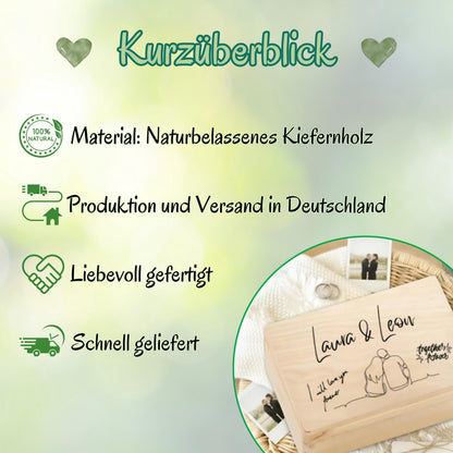Holzkiste Erinnerungskiste personalisiert Paar Geschenk | Hochzeit Brautpaar Box aus Holz