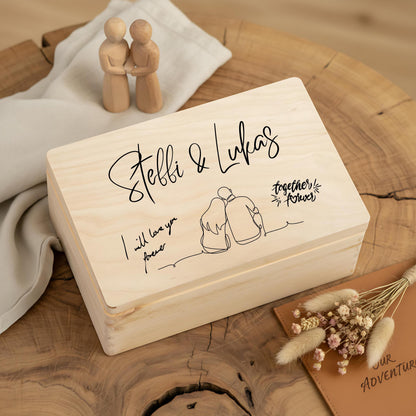 Holzkiste Erinnerungskiste personalisiert Paar Geschenk | Hochzeit Brautpaar Box aus Holz