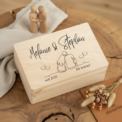 Holzkiste Hochzeit Geschenk personalisiert | Erinnerungskiste Paar | Jahrestag Geschenk