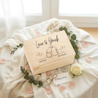 Holzkiste Hochzeit Geschenk personalisiert | Erinnerungskiste Paar | Jahrestag Geschenk