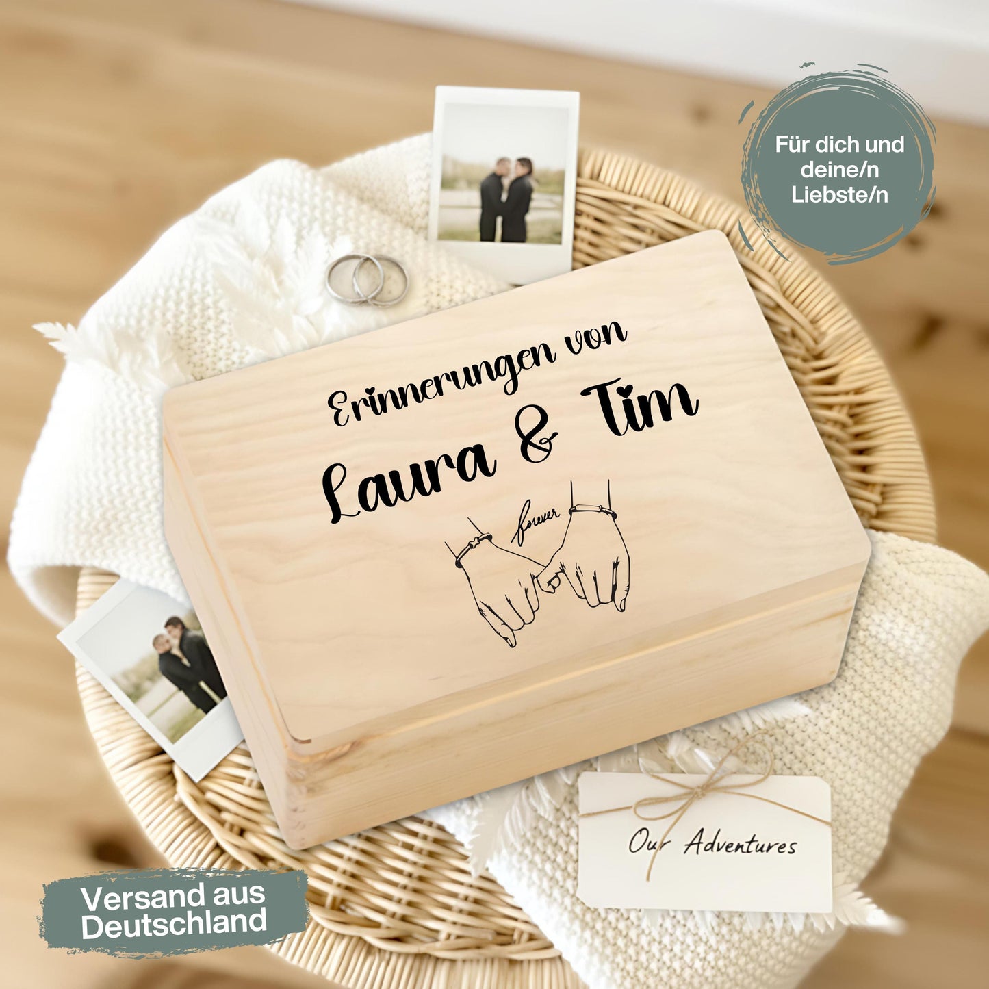 Erinnerungskiste Paare - personalisiertes Geschenk zum Jahrestag oder Hochzeitstag