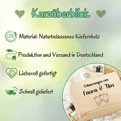 Erinnerungskiste Paare - personalisiertes Geschenk zum Jahrestag oder Hochzeitstag