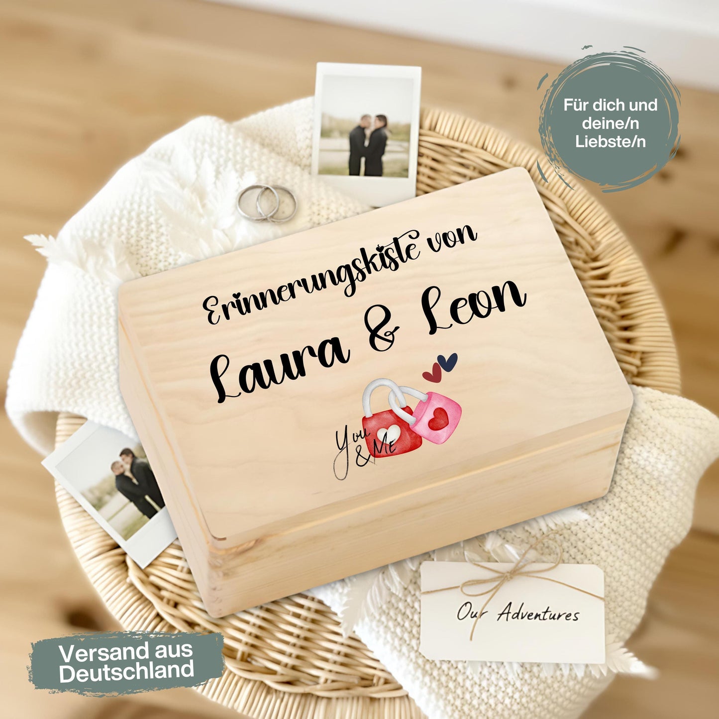 Erinnerungskiste für Paare - personalisiert Geschenk zum Jahrestag oder Hochzeitstag