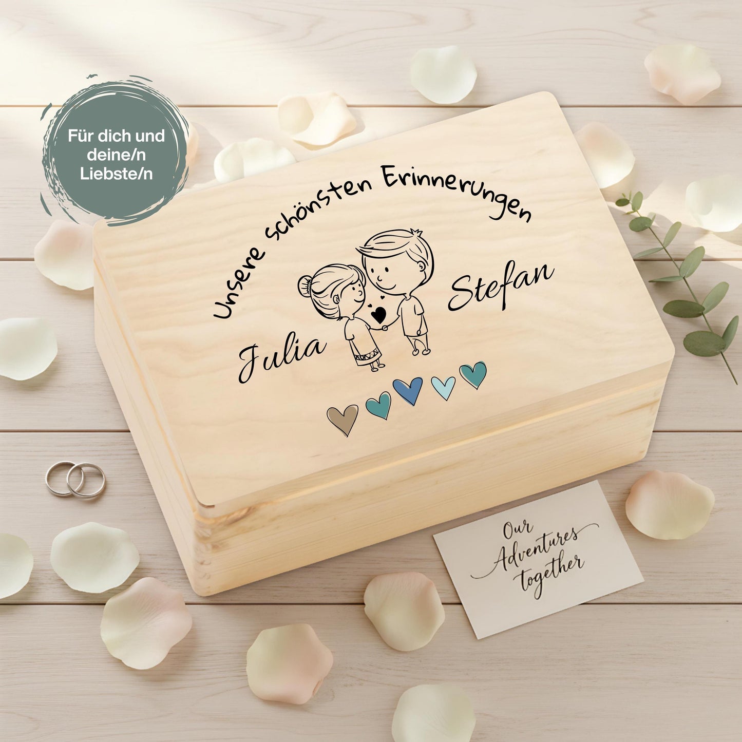 Erinnerungskiste personalisiert für Paare | Geschenk zum Jahrestag, Valentinstag & Hochzeit