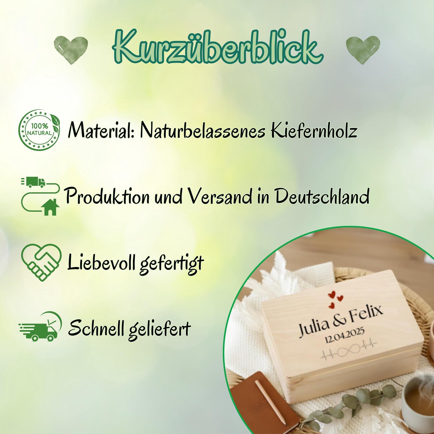Erinnerungskiste für Paare personalisiert | Holzkiste für Paar als Geschenk