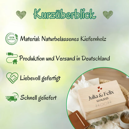 Erinnerungskiste für Paare personalisiert | Holzkiste für Paar als Geschenk