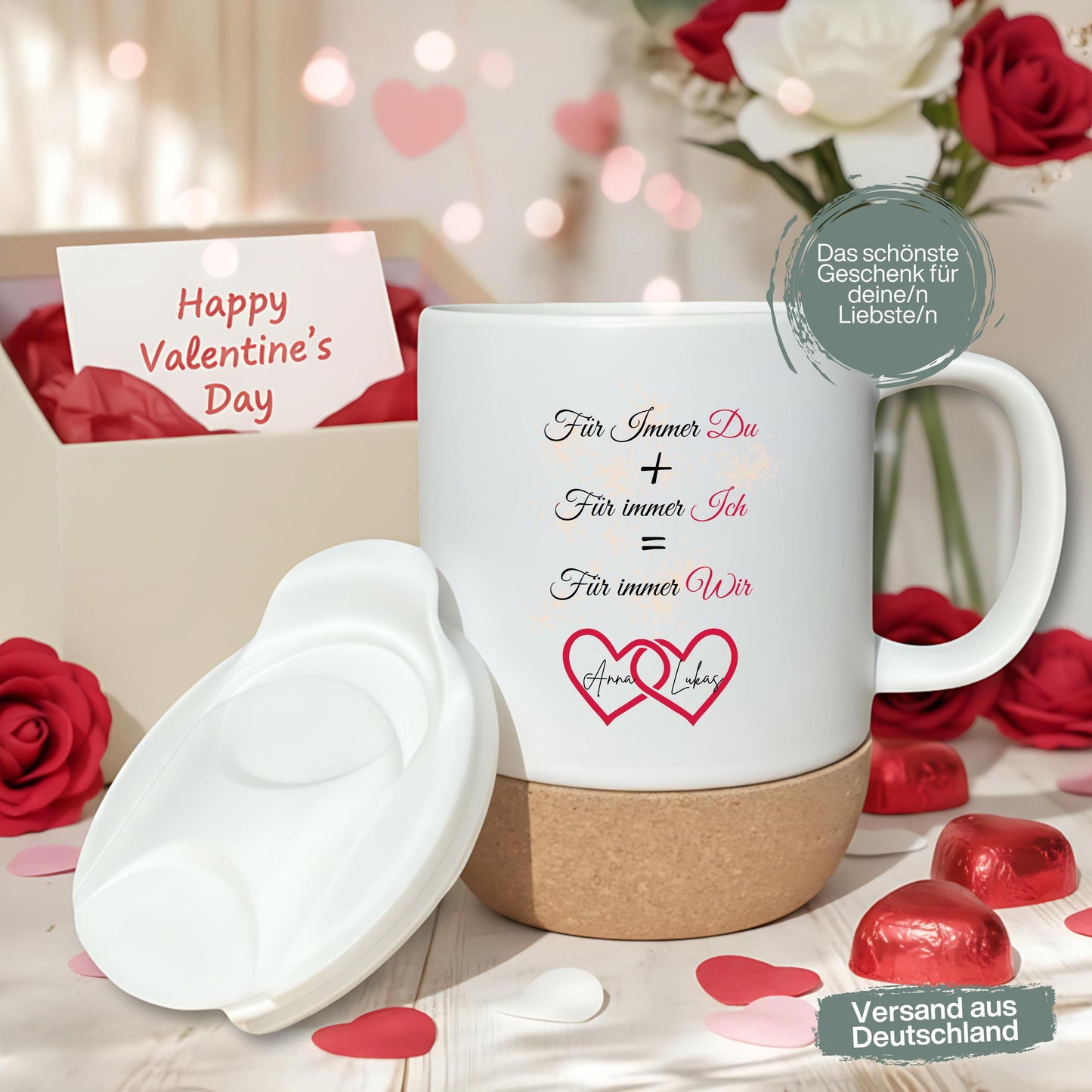 Paar Tasse personalisiert | Geschenk für Partner & Freundin | Korktasse Paare