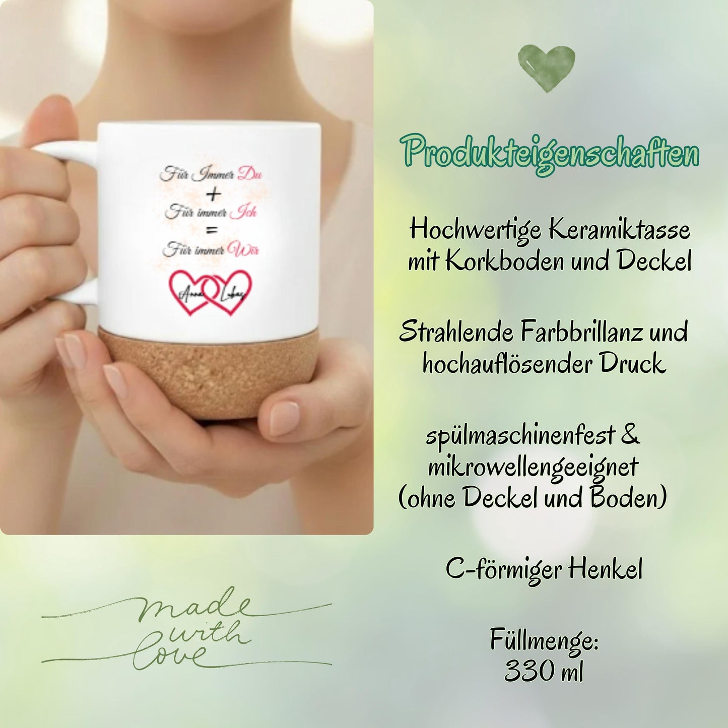 Paar Tasse personalisiert | Geschenk für Partner & Freundin | Korktasse Paare
