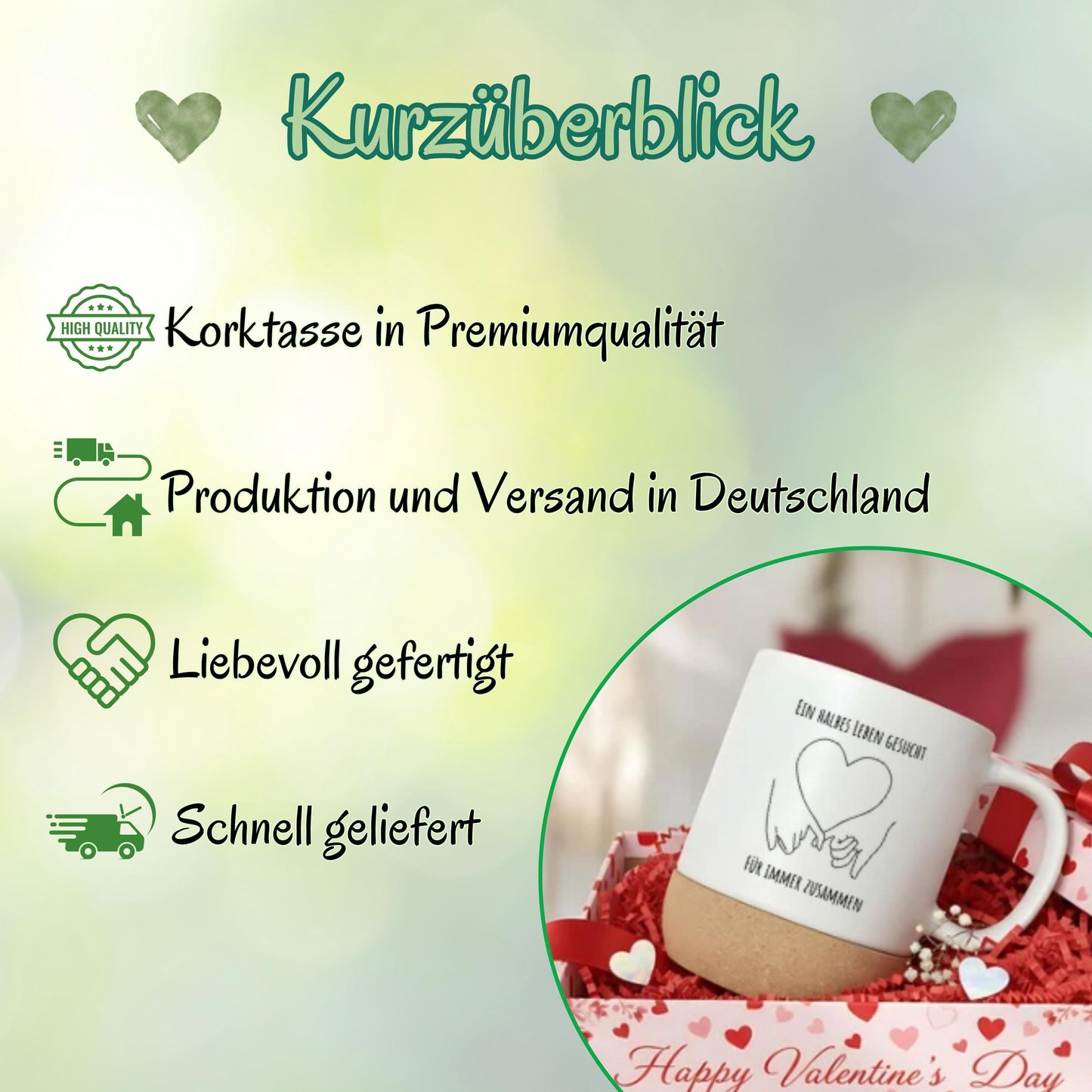 Paar Tasse Valentinstag & Jahrestag – Korktasse für Paare