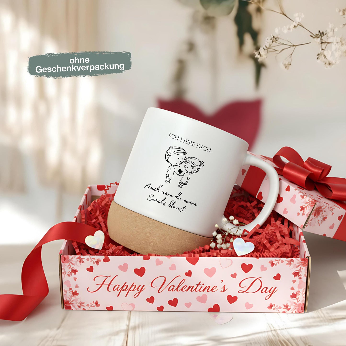 Paar Tasse Valentinstag & Jahrestag – Korktasse Geschenk für Paare