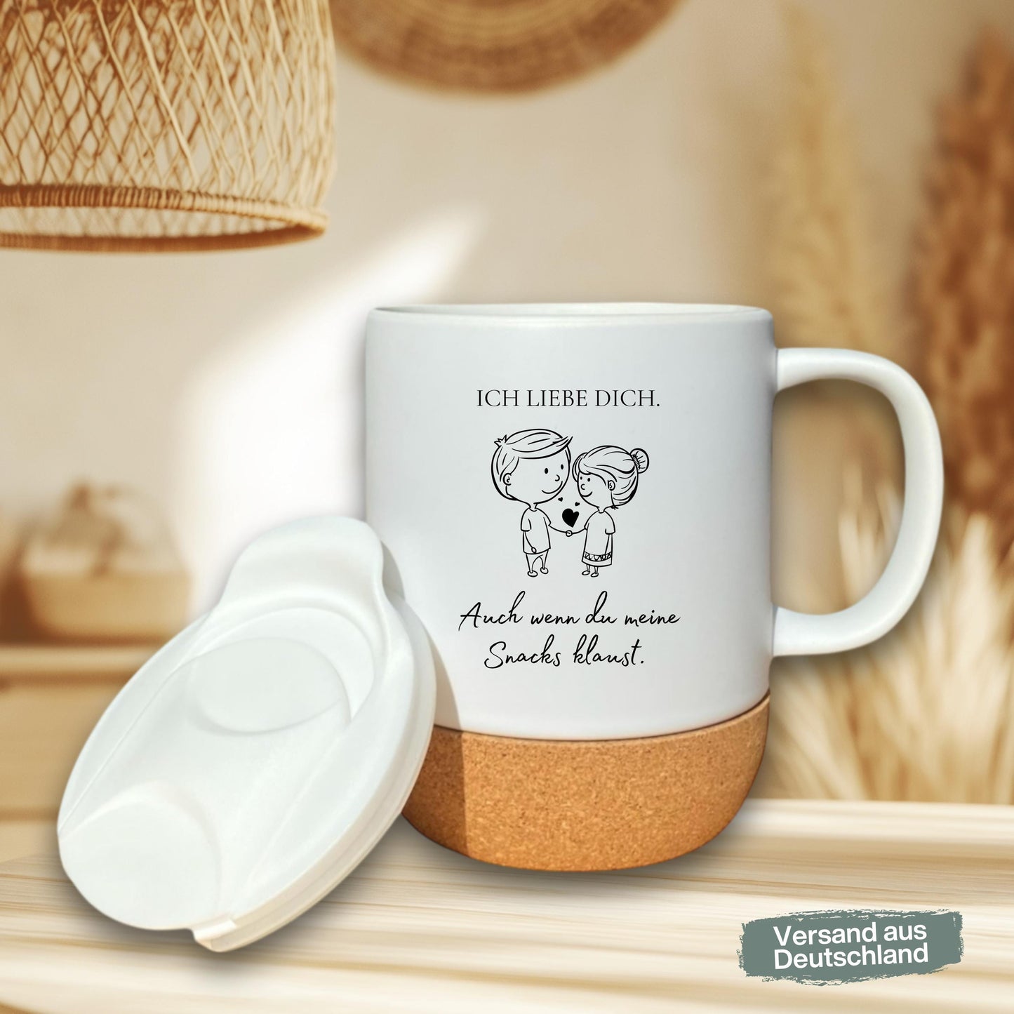 Paar Tasse Valentinstag & Jahrestag – Korktasse Geschenk für Paare