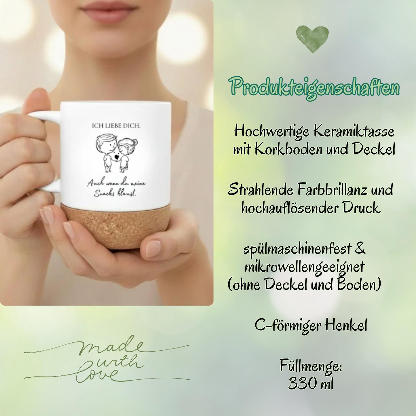 Paar Tasse Valentinstag & Jahrestag – Korktasse Geschenk für Paare