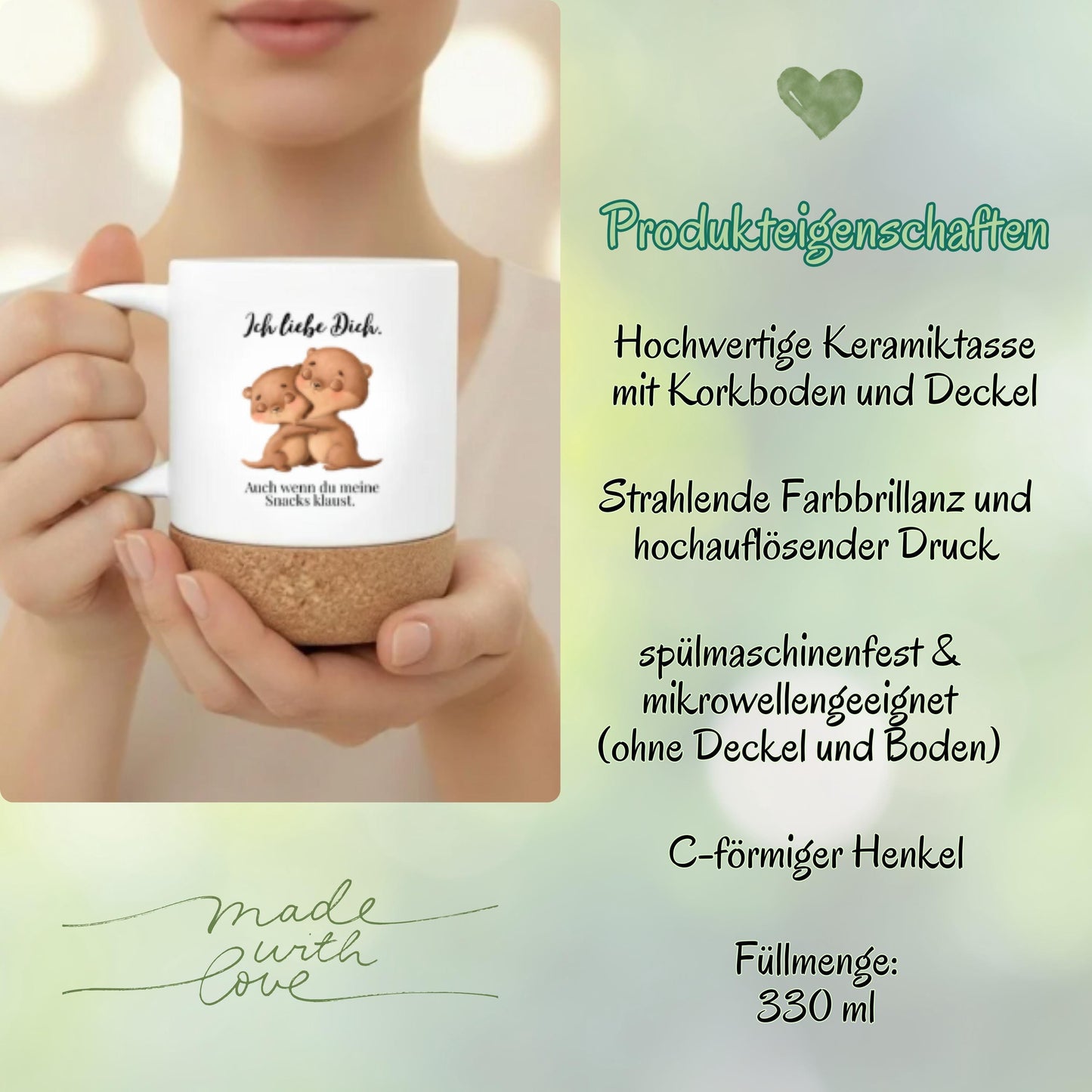 Paar Tasse Valentinstag & Jahrestag – Korktasse Geschenk für Paare