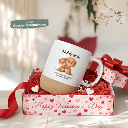 Paar Tasse Valentinstag & Jahrestag – Korktasse Geschenk für Paare