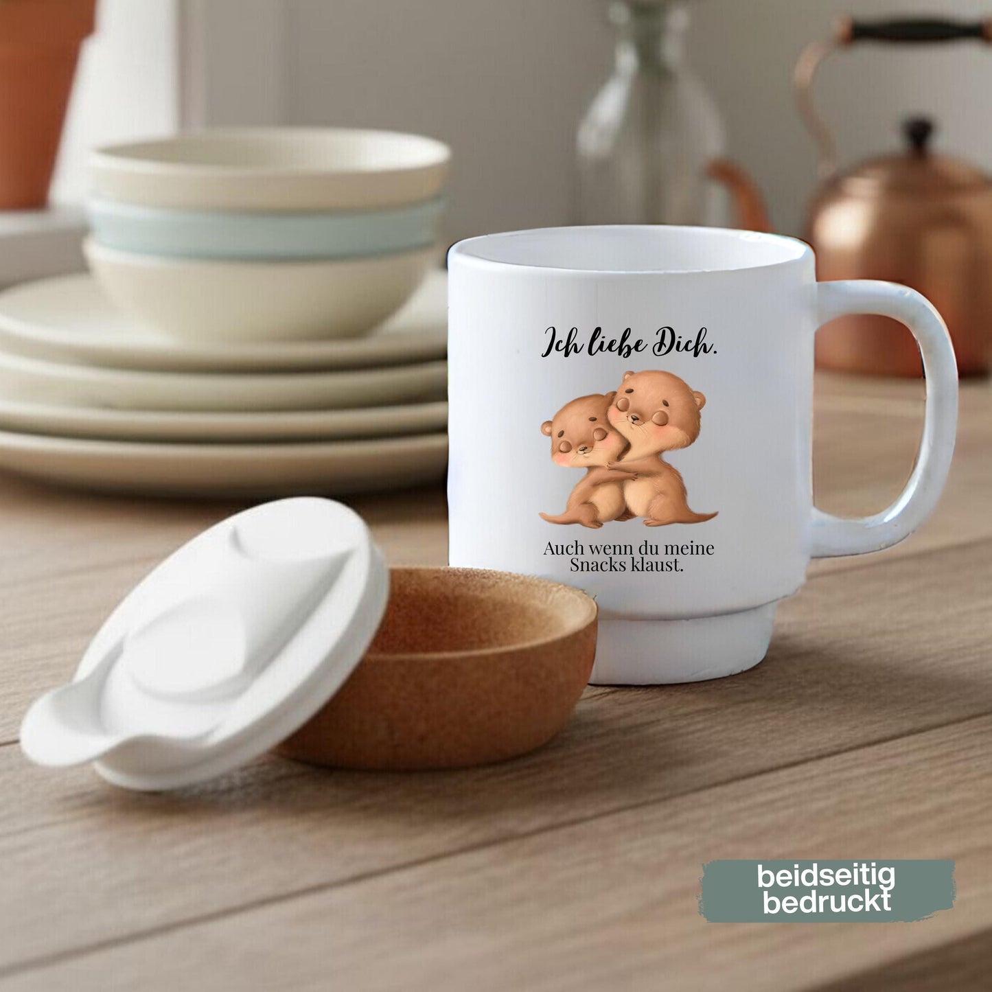 Paar Tasse Valentinstag & Jahrestag – Korktasse Geschenk für Paare