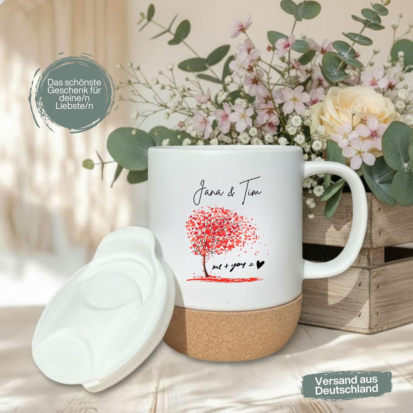 Paar Tasse personalisiert – Korktasse für Paare als Geschenk