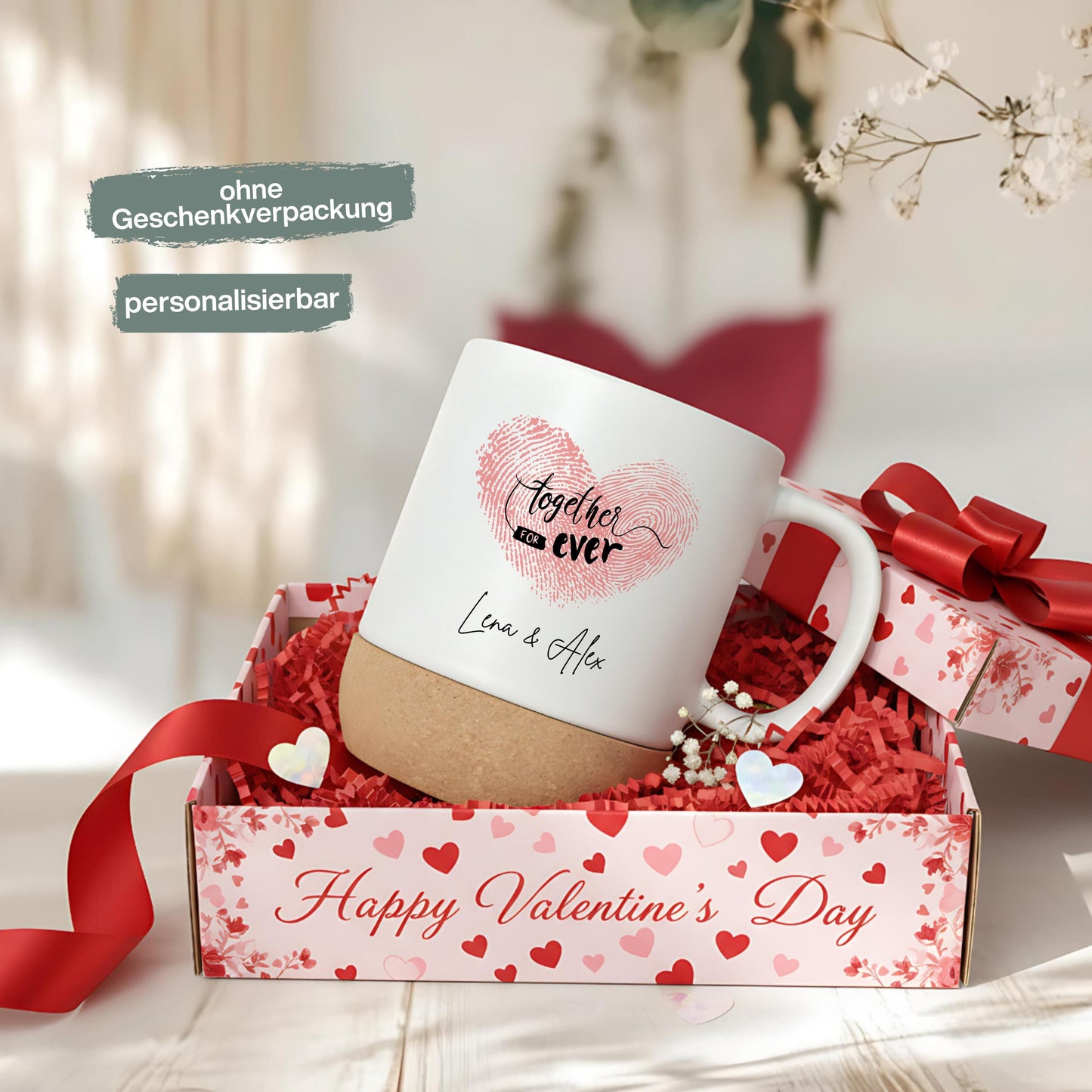 Paar Tasse personalisiert – Korktasse für Paare als Geschenk mit Namen
