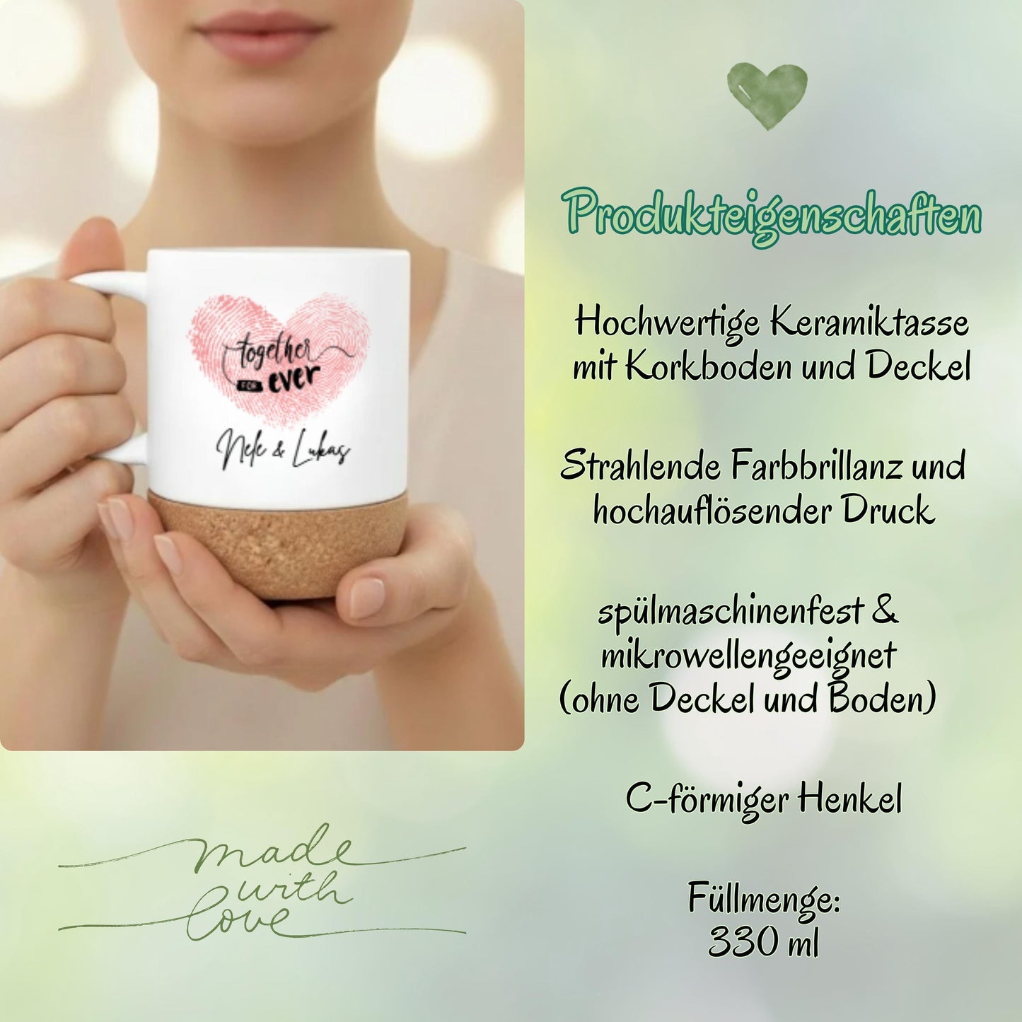 Paar Tasse personalisiert – Korktasse für Paare als Geschenk mit Namen