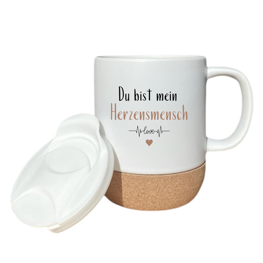 Korktasse Du bist mein Herzensmensch – Geschenk für Paare