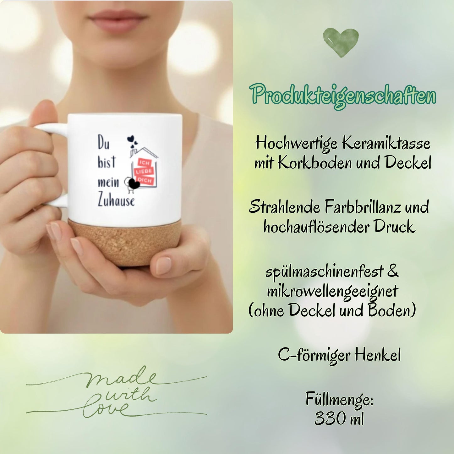 Paar Tasse Valentinstag & Jahrestag – Korktasse Partner Geschenk