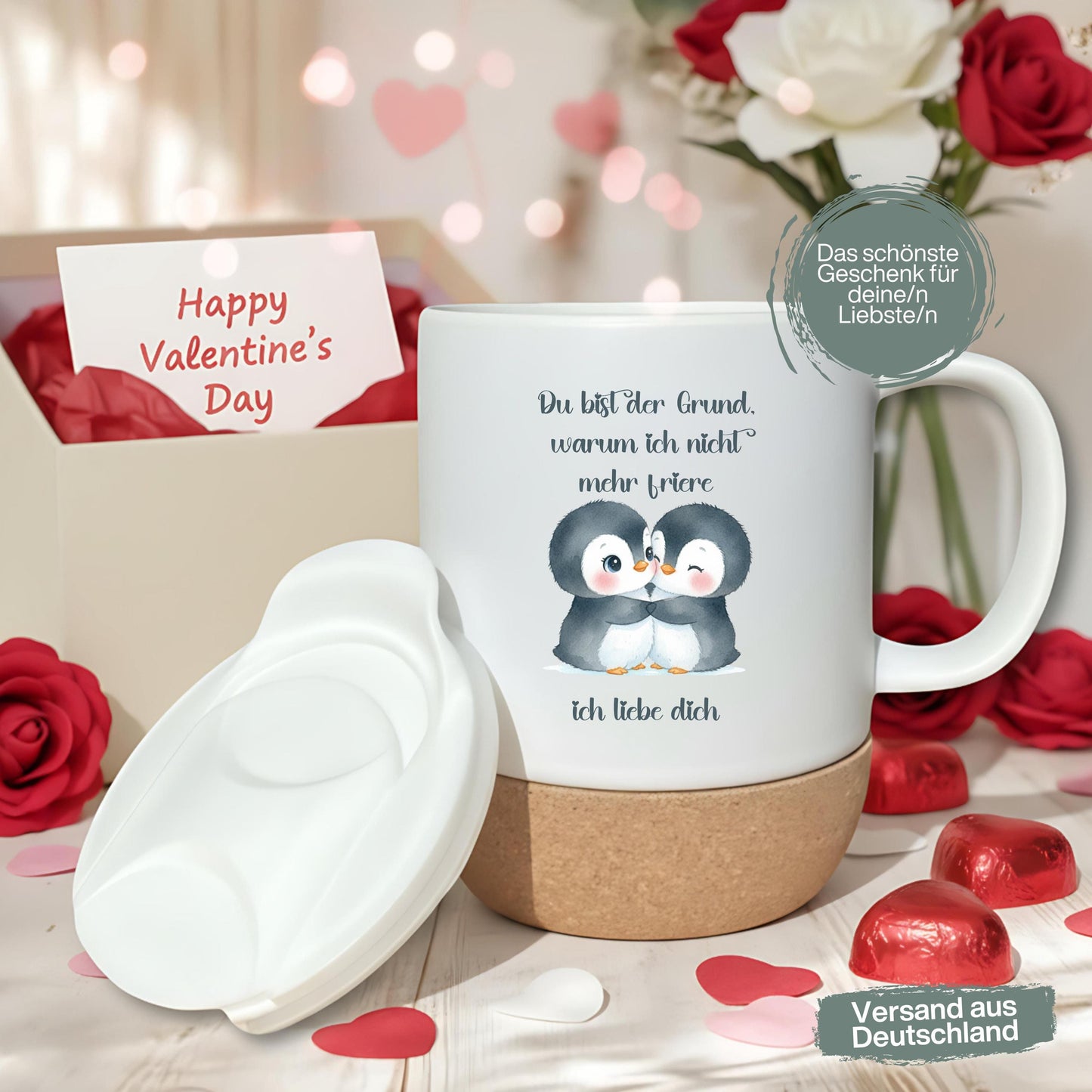 Tasse für Paare mit Pinguinen | Paar Tasse Liebe Valentinstag Geschenk
