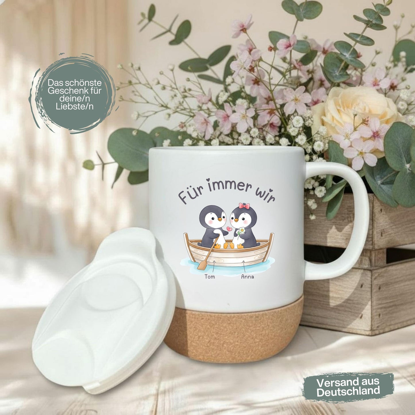 Tasse für Paare Pinguine | personalisierte Paar Tasse Valentinstag Geschenk | Geschenk für Partner